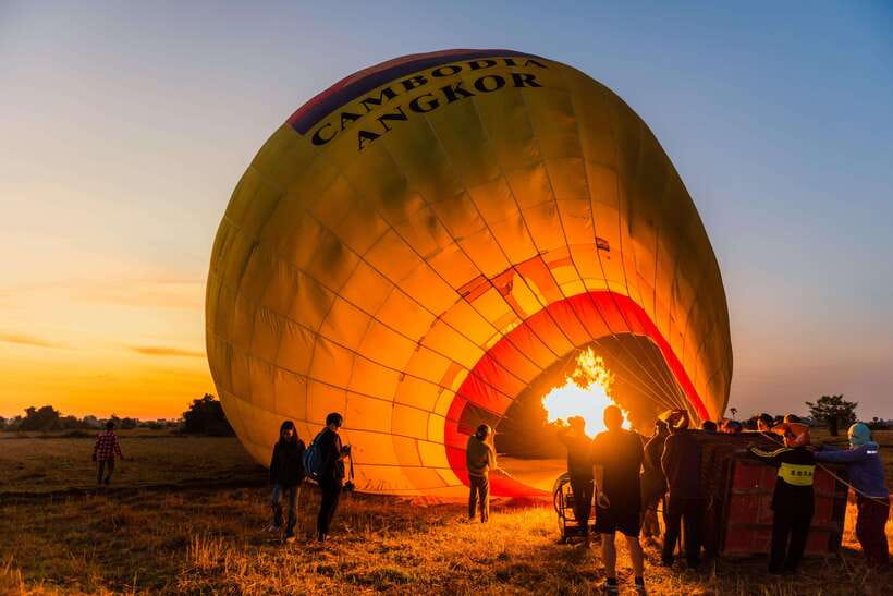 Angkor Stunning Hot Air Balloon - The ride to the launch area