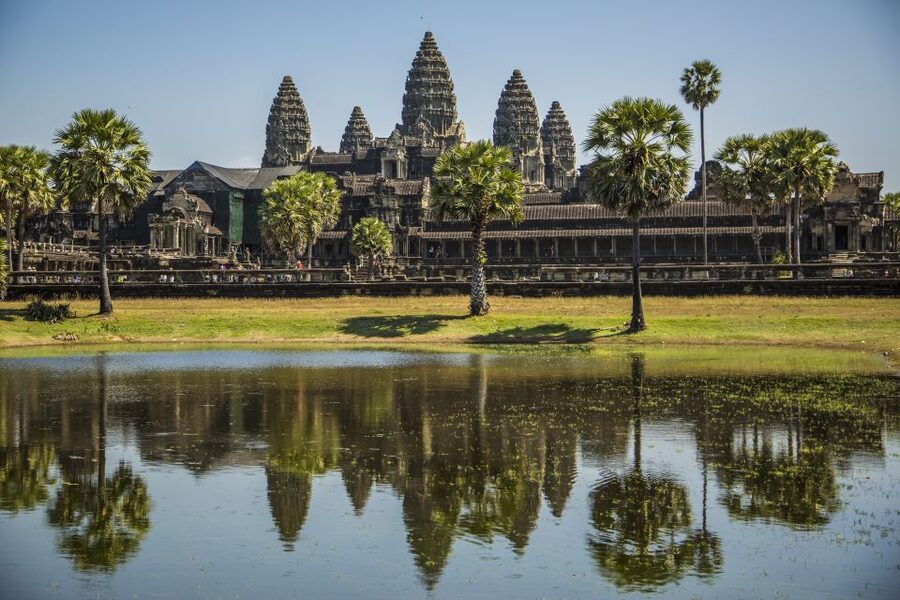 Angkor Wat in a vintage Jeep with driver - jeep rental - Ta Prohm and the trees in the ruins